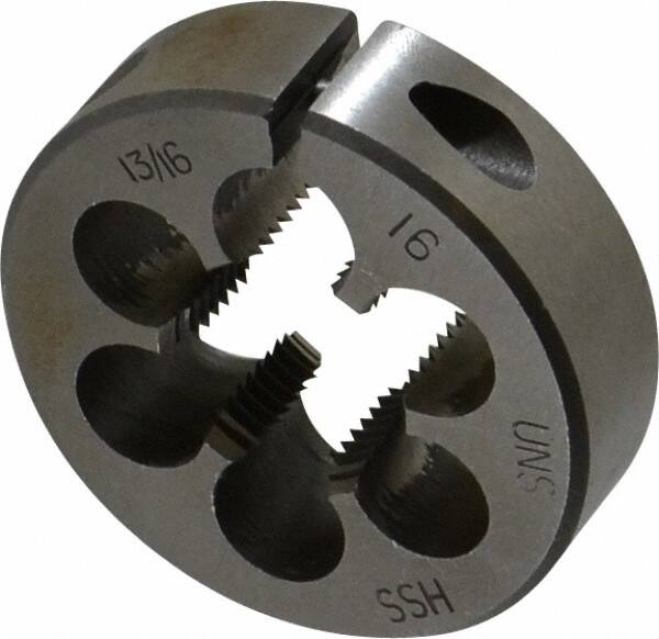 Interstate - 13/16-16 UNS Thread, 2" Outside Diam High Speed Steel Round Die - Right Hand Thread, Adjustable - Exact Industrial Supply