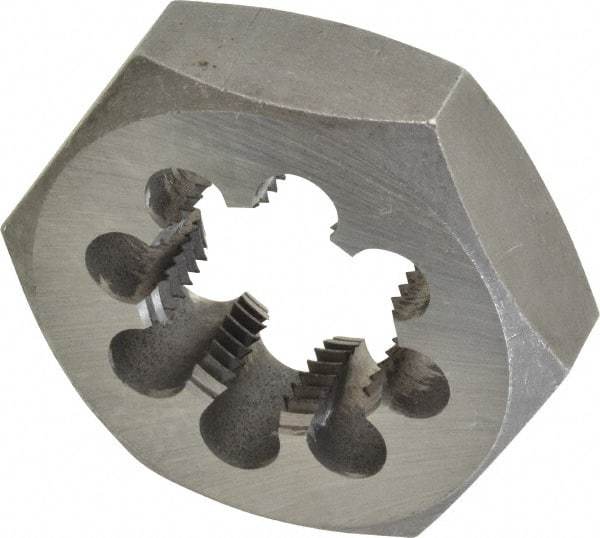 Interstate - 1-5/8 - 8 UNS Thread, 3-1/8" Hex, Right Hand Thread, Hex Rethreading Die - Carbon Steel, 1" Thick - Exact Industrial Supply