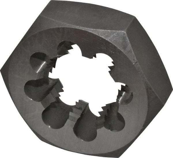 Interstate - 1-3/4 - 5 UNC Thread, 3-1/8" Hex, Right Hand Thread, Hex Rethreading Die - Carbon Steel, 1" Thick - Exact Industrial Supply