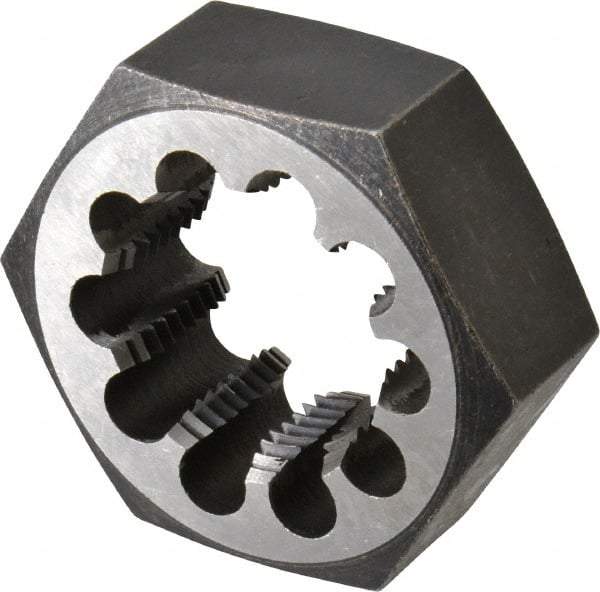 Interstate - 1-7/8 - 8 UNS Thread, 3-1/8" Hex, Right Hand Thread, Hex Rethreading Die - Carbon Steel, 1-1/4" Thick - Exact Industrial Supply