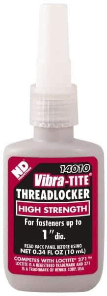 Vibra-Tite - 10 mL Bottle, Red, High Strength Liquid Threadlocker - Series 140, 24 hr Full Cure Time, Hand Tool, Heat Removal - Americas Tooling