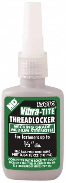 Vibra-Tite - 10 mL Bottle, Green, Medium Strength Liquid Threadlocker - Series 150, 24 hr Full Cure Time - Americas Tooling