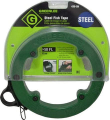 Greenlee - 50 Ft. Long x 1/8 Inch Wide, 3/64 Inch Thick, Steel Fish Tape - 400 Lb. Pulling Strength, Includes Case - Americas Tooling