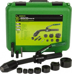 Greenlee - 11 Piece, 1/2 to 2" Punch Hole Diam, Hydraulic Punch Driver Kit - Round Punch, 10 Gage Mild Steel - Americas Tooling