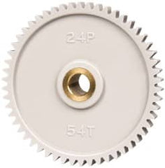 Made in USA - 24 Pitch, 2-1/4" Pitch Diam, 2.333" OD, 54 Tooth Spur Gear - 1/4" Face Width, 5/16" Bore Diam, 43/64" Hub Diam, 20° Pressure Angle, Acetal - Americas Tooling