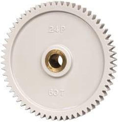 Made in USA - 24 Pitch, 2-1/2" Pitch Diam, 2.583" OD, 60 Tooth Spur Gear - 1/4" Face Width, 5/16" Bore Diam, 43/64" Hub Diam, 20° Pressure Angle, Acetal - Americas Tooling