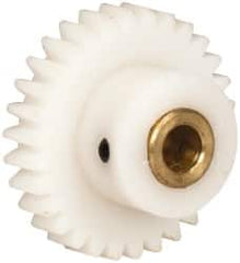 Made in USA - 32 Pitch, 15/16" Pitch Diam, 1" OD, 30 Tooth Spur Gear - 3/16" Face Width, 3/16" Bore Diam, 9/16" Hub Diam, 20° Pressure Angle, Acetal - Americas Tooling