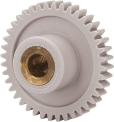 Made in USA - 32 Pitch, 1-1/4" Pitch Diam, 1-5/16" OD, 40 Tooth Spur Gear - 3/16" Face Width, 1/4" Bore Diam, 39/64" Hub Diam, 20° Pressure Angle, Acetal - Americas Tooling