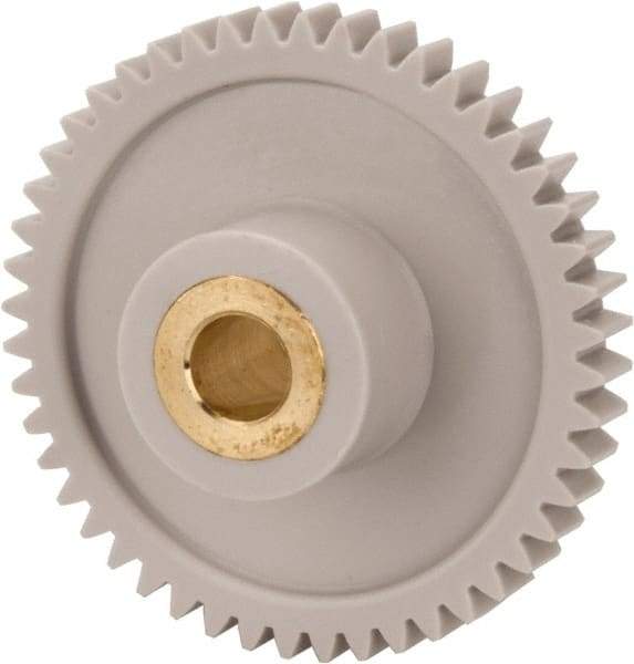 Made in USA - 32 Pitch, 1-1/2" Pitch Diam, 1-9/16" OD, 48 Tooth Spur Gear - 3/16" Face Width, 1/4" Bore Diam, 5/8" Hub Diam, 20° Pressure Angle, Acetal - Americas Tooling