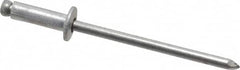 Marson - Button Head Aluminum Open End Blind Rivet - Aluminum Mandrel, 0.188" to 1/4" Grip, 1/4" Head Diam, 0.129" to 0.133" Hole Diam, 0.4" Length Under Head, 1/8" Body Diam - Americas Tooling