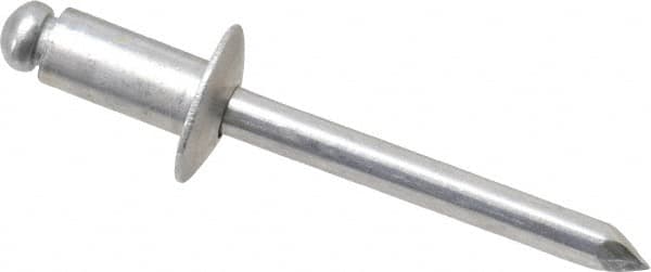 Marson - Button Head Aluminum Open End Blind Rivet - Aluminum Mandrel, 0.126" to 1/4" Grip, 1/2" Head Diam, 0.257" to 0.261" Hole Diam, 1/2" Length Under Head, 1/4" Body Diam - Americas Tooling