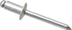 Marson - Button Head Aluminum Open End Blind Rivet - Aluminum Mandrel, 0.126" to 1/4" Grip, 1/2" Head Diam, 0.257" to 0.261" Hole Diam, 1/2" Length Under Head, 1/4" Body Diam - Americas Tooling