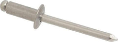 Marson - Button Head Aluminum Open End Blind Rivet - Aluminum Mandrel, 0.251" to 3/8" Grip, 1/2" Head Diam, 0.257" to 0.261" Hole Diam, 5/8" Length Under Head, 1/4" Body Diam - Americas Tooling