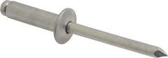 Marson - Button Head Aluminum Open End Blind Rivet - Aluminum Mandrel, 0.501" to 5/8" Grip, 1/2" Head Diam, 0.257" to 0.261" Hole Diam, 7/8" Length Under Head, 1/4" Body Diam - Americas Tooling