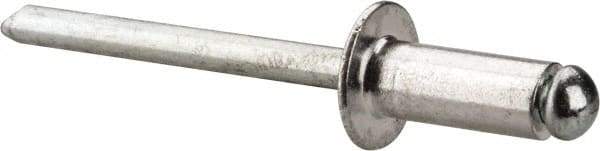 Marson - Button Head Aluminum Open End Blind Rivet - Steel Mandrel, 3/16" to 1/4" Grip, 3/8" Head Diam, 0.192" to 0.196" Hole Diam, 0.45" Length Under Head, 3/16" Body Diam - Americas Tooling