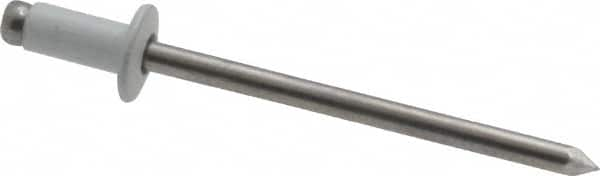 Marson - Button Head Aluminum Open End Blind Rivet - Aluminum Mandrel, 0.063" to 1/8" Grip, 1/4" Head Diam, 0.129" to 0.133" Hole Diam, 0.275" Length Under Head, 1/8" Body Diam - Americas Tooling