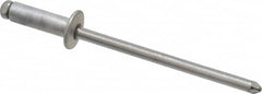 Marson - Button Head Aluminum Open End Blind Rivet - Steel Mandrel, 3/16" to 1/4" Grip, 1/4" Head Diam, 0.129" to 0.133" Hole Diam, 0.4" Length Under Head, 1/8" Body Diam - Americas Tooling