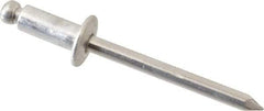 Marson - Button Head Aluminum Open End Blind Rivet - Aluminum Mandrel, 3/16" to 1/4" Grip, 3/8" Head Diam, 0.192" to 0.196" Hole Diam, 0.45" Length Under Head, 3/16" Body Diam - Americas Tooling