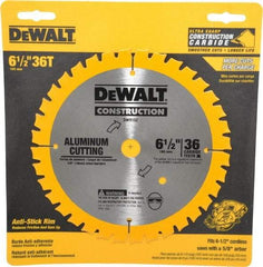 DeWALT - 6-1/2" Diam, 5/8" Arbor Hole Diam, 36 Tooth Wet & Dry Cut Saw Blade - Carbide-Tipped, Standard Round Arbor - Americas Tooling