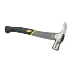 Stanley - 1-3/8 Lb Head, Straight Rip Claw Axe Handle Framing Hammer - 18" OAL, Forged Steel Head, 1-1/4" Face Diam, Checkered Face, Graphite Handle with Grip - Americas Tooling