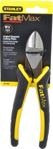 Stanley - 6-1/2" OAL, Diagonal Cutter - 7/8" Jaw Length x 1" Jaw Width, Oval/Angled Head, Double Injection Molded Handle - Americas Tooling