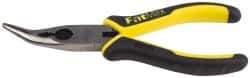 Stanley - 6-3/4" OAL, 1-13/16" Jaw Length x 11/16" Jaw Width, Long Nose Side Cutting Bent Nose Pliers - Serrated Jaw, Double Injection Molded Handles - Americas Tooling