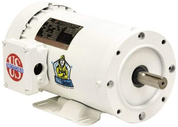 US Motors - 7-1/2 hp, TEFC Enclosure, No Thermal Protection, 1,760 RPM, 208-230/460 Volt, 60 Hz, Three Phase Energy Efficient Motor - Size 213TC Frame, Rigid Mount, 1 Speed, Ball Bearings, 20.1-18.3/9.1 Full Load Amps, F Class Insulation, Reversible - Americas Tooling