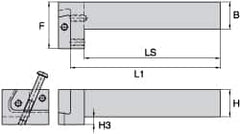 Kennametal - KGME, Right Hand, Indexable Grooving Tool Holder - 31.75mm Shank Height, 31.75mm Shank Width, 140.4mm OAL - Americas Tooling