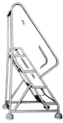 Gillis - 54" 3 Step Ladder - Rolling Steel Office Ladder, 300 Lb Capacity, 30" Platform Height, 24" Base Width x 27" Depth, Rubber Matted - Americas Tooling