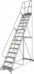 Ballymore - 192" 15 Step Ladder - 350 Lb Capacity, 150" Platform Height, 42" Base Width x 108" Depth, Grip Strut - Americas Tooling