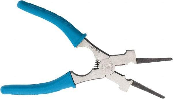 Harris Products - 8-1/2" OAL, 1-3/4" Jaw Length, Long Nose Side Cutting Welder's Pliers - Serrated Jaw, Needle Nose Head, Insulated Handles, with Spring - Americas Tooling