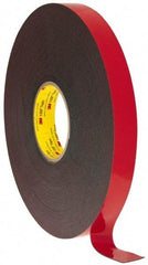 3M - 1" x 36 Yd Acrylic Adhesive Double Sided Tape - 45 mil Thick, Black, Acrylic Foam Liner, Continuous Roll, Series 5952 - Americas Tooling