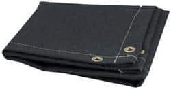 Steiner - 8' High x 6' Wide x 0.051" Thick Acrylic Coated Fiberglass Welding Blanket - Black, Grommet - Americas Tooling