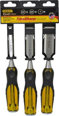 Stanley - 3 Piece Wood Chisel Set - 9" OAL, Sizes Included 1/2 to 1" - Americas Tooling