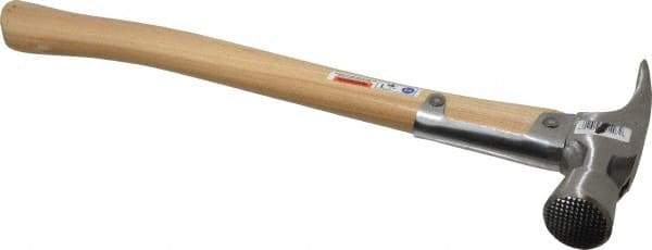 Stanley - 1-3/8 Lb Head, Straight Framing Hammer - 18" OAL, 1-1/2" Face Diam, Checkered Face, Wood Handle - Americas Tooling