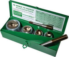 Greenlee - 7 Piece, 22.5 to 43.2mm Punch Hole Diam, Hydraulic Knockout Set - Round Punch, 10 Gage Mild Steel - Americas Tooling