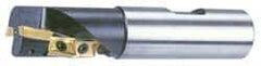 Cutting Tool Technologies - 1-1/2" Cut Diam, 2.05" Max Depth of Cut, 1-1/4" Shank Diam, 5" OAL, Indexable Square Shoulder Helical End Mill - APKT 1003... Inserts, Weldon Shank, 90° Lead Angle - Americas Tooling