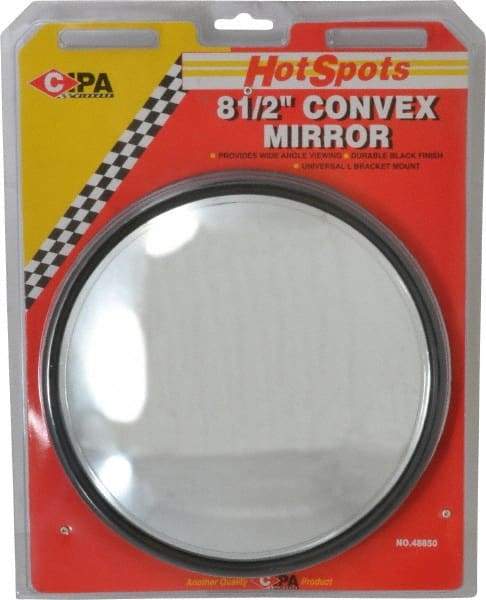 Value Collection - Automotive Full Size Convex Round Mirror with L Bracket - Black, 8-1/2" Mirror Diam - Americas Tooling