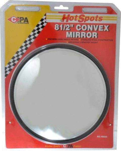 Value Collection - Automotive Full Size Convex Round Mirror with L Bracket - Stainless Steel, 8-1/2" Mirror Diam - Americas Tooling