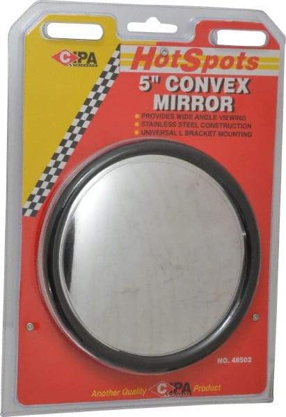 Value Collection - Automotive Full Size Convex Round Mirror with L Bracket - Stainless Steel, 5" Mirror Diam - Americas Tooling