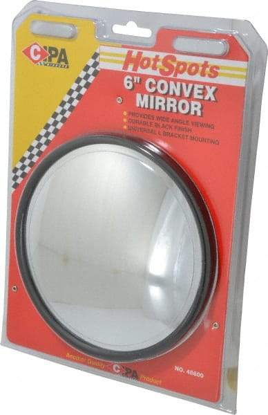 Value Collection - Automotive Full Size Convex Round Mirror with L Bracket - Black, 6" Mirror Diam - Americas Tooling