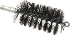 Schaefer Brush - 4-1/2" Brush Length, 2-1/2" Diam, Double Stem, Single Spiral Flue Brush - 7-1/2" Long, Tempered Steel Wire, 1/4" NPSM Male Connection - Americas Tooling