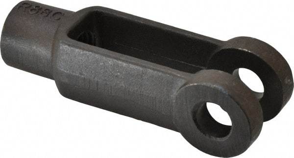 Jergens - 3/4-10 Thread, 1-1/2" Yoke Width, Carbon Steel, Tapped Yoke - 5/8" Hole Diam, 2-3/4" Hole Center to Neck, 1-3/8" Yoke Arm Height, 1-1/8" Neck Diam, 1-1/4" Neck Length, 4" OAL - Americas Tooling