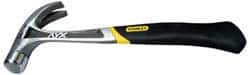 Stanley - 1 Lb Head, Curved Claw Nail Hammer - 13-1/2" OAL, Forged Steel Head, 1-3/16" Face Diam, Smooth Face, Steel Handle with Grip - Americas Tooling