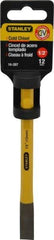 Stanley - 6" OAL x 1/2" Blade Width Cold Chisel - 1/2" Tip, 3/8" Stock, Chrome Vanadium Steel Handle - Americas Tooling