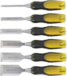 Stanley - 6 Piece Wood Chisel Set - 9" OAL, Bi-Material, Sizes Included 1/4 to 1-1/2" - Americas Tooling