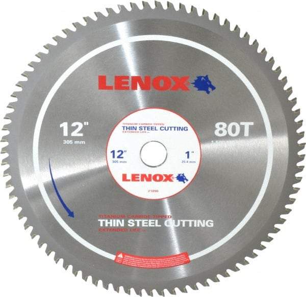 Lenox - 12" Diam, 1" Arbor Hole Diam, 80 Tooth Wet & Dry Cut Saw Blade - Titanium Carbide-Tipped, General Purpose Action, Standard Round Arbor - Americas Tooling