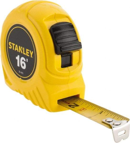 Stanley - 16' x 3/4" Yellow Blade Tape Measure - 1/32 & 1/16" Graduation, Inch Graduation Style, Yellow Case - Americas Tooling