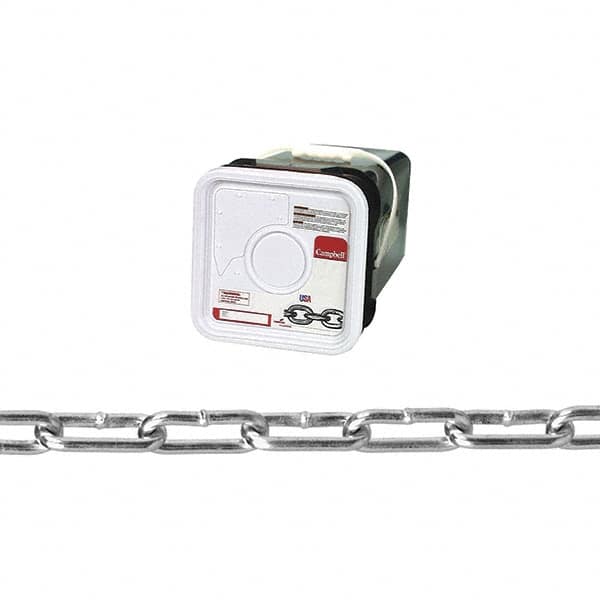 Campbell - #2/0 Welded Straight Link Coil Chain - 520 Lb Capacity, Zinc Plated Finish - Americas Tooling