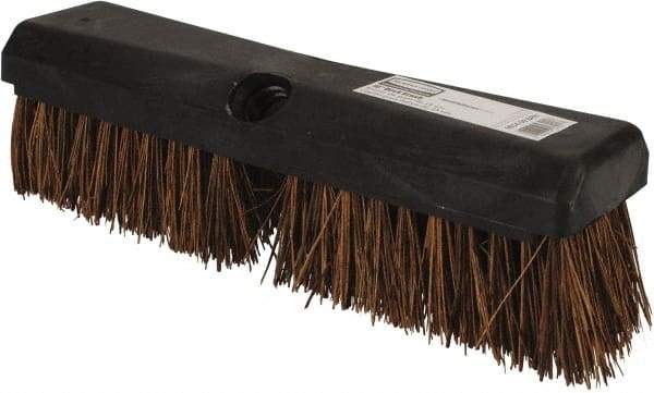 Rubbermaid - 2" Bristle Length, Palmyra Scrub Brush - 10" OAL, Tapered Handle, Brown, Plastic Block - Americas Tooling